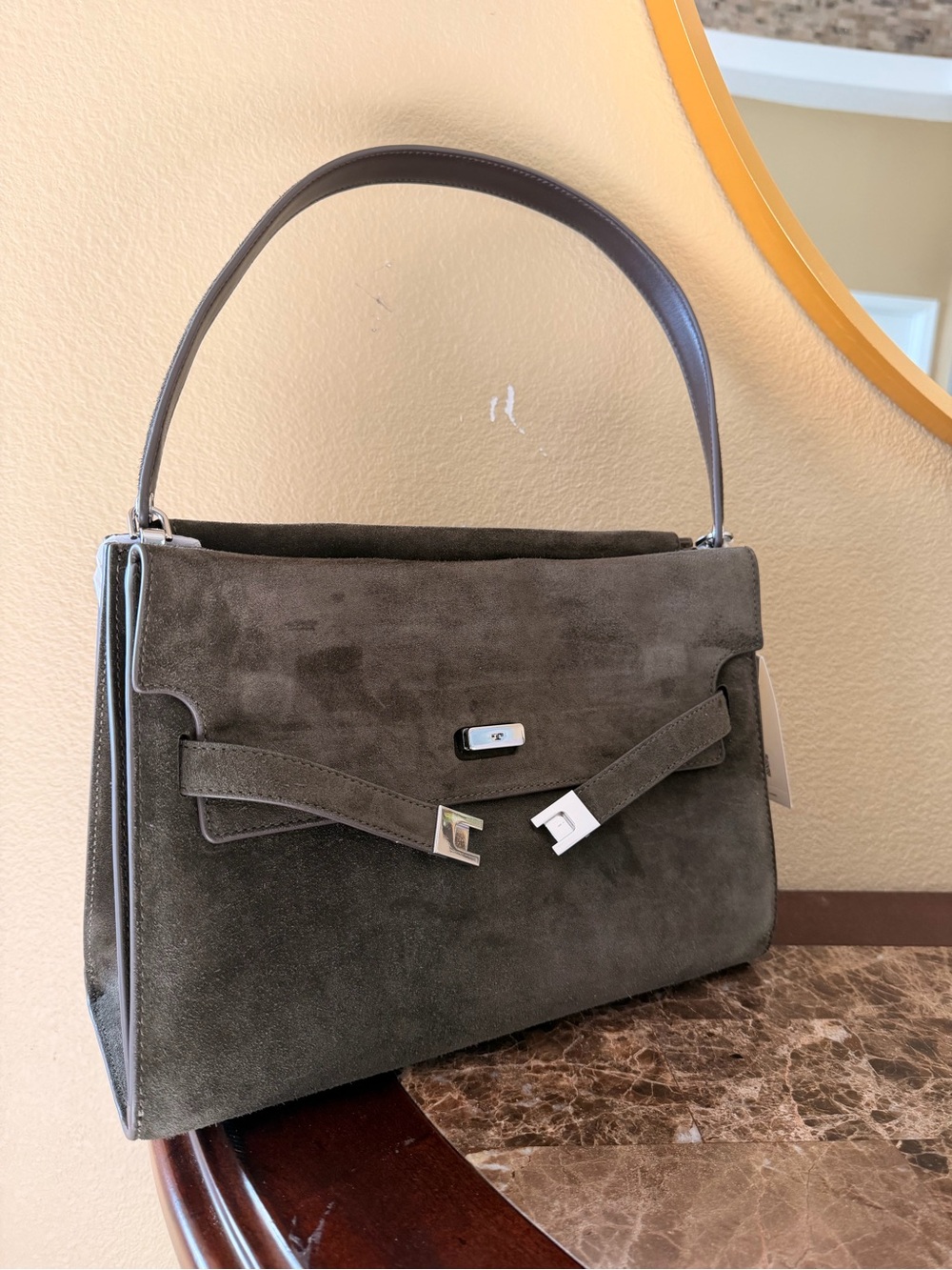 Tory Burch Large Lee Radziwill Suede shoulder bag